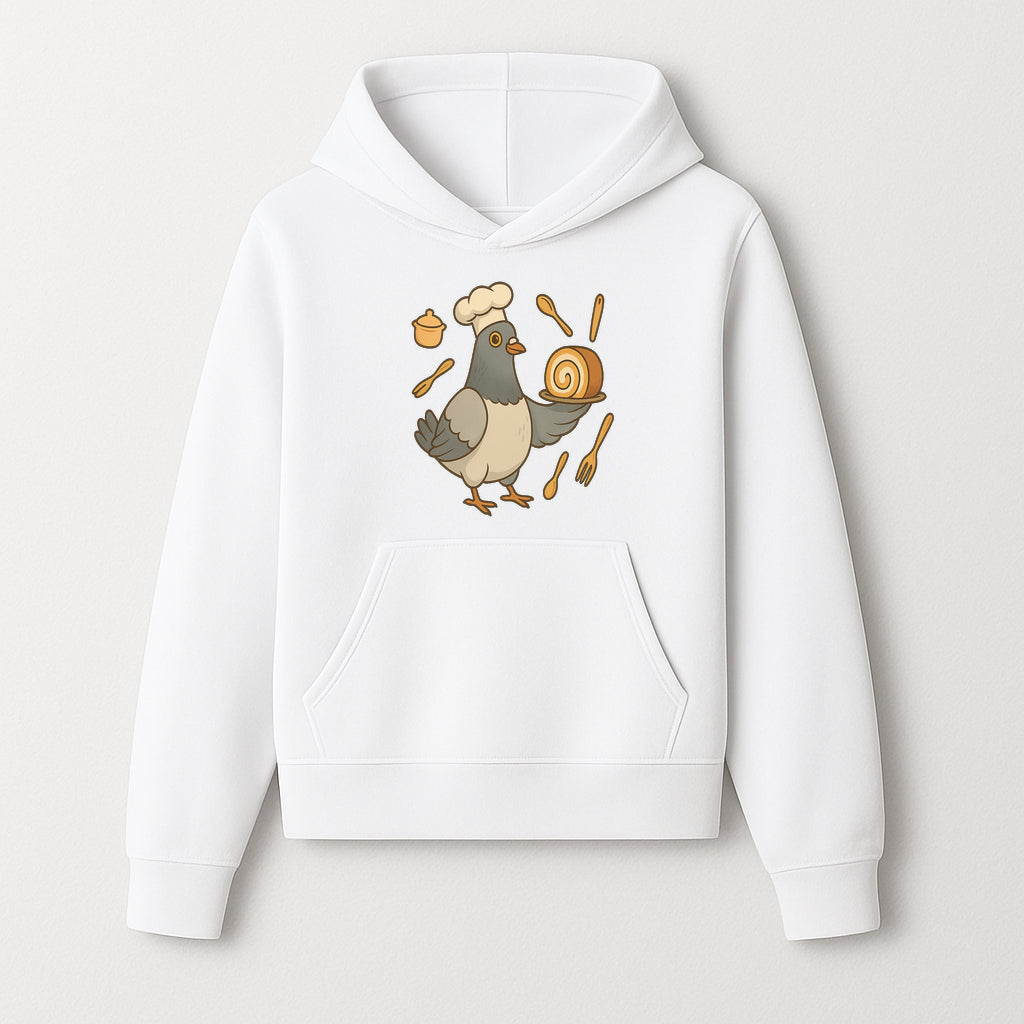 Chef Pigeon Serving Cake Design T-Shirt | Cute Bird Baking Graphic Tee | Fun Cooking Gift for Bird Lovers & Bakers - Hoodie 1758181725194.jpg