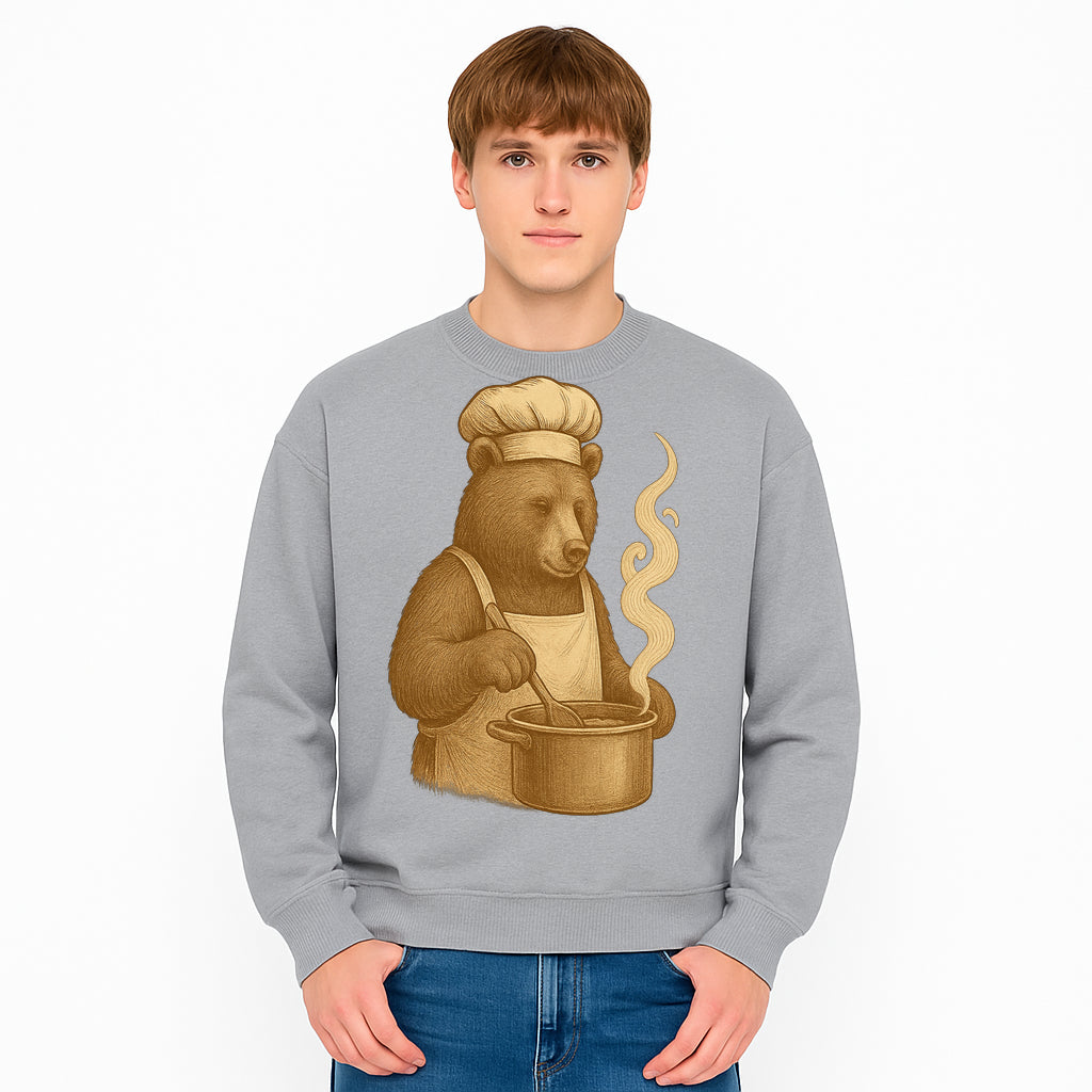 Chef Bear Cooking illustration - Vintage Art Print for Kitchen Decor or Animal Lover Gifts - Sweatshirt 1758181725865.jpg
