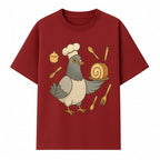 Chef Pigeon Serving Cake Design T-Shirt | Cute Bird Baking Graphic Tee | Fun Cooking Gift for Bird Lovers & Bakers - T-shirt 1758181727621.jpg