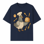Chef Pigeon Serving Cake Design T-Shirt | Cute Bird Baking Graphic Tee | Fun Cooking Gift for Bird Lovers & Bakers - T-shirt 1758181727751.jpg