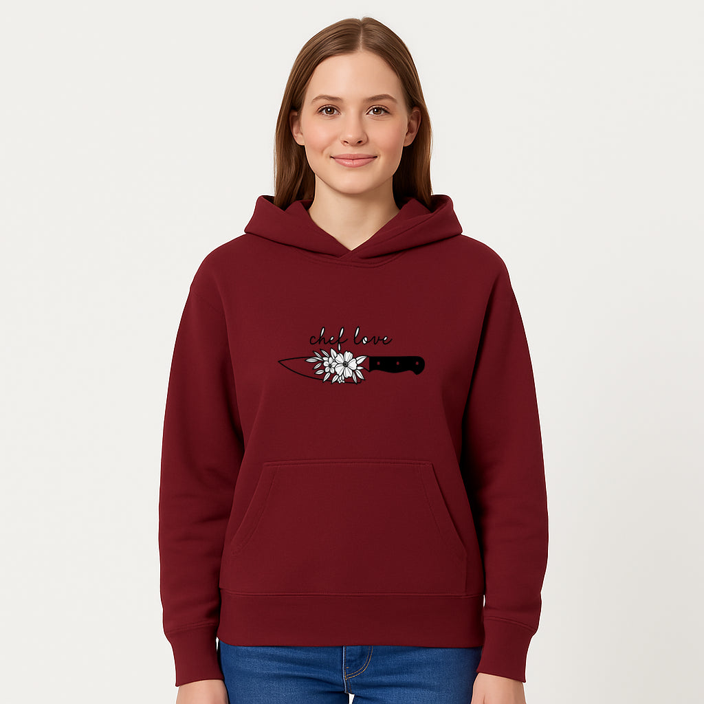 Chef Love Floral Knife Design - Kitchen Decor, Culinary Gift, Chef Gift Ideas, Hand Lettered Art, Cooking Enthusiast Gift - Hoodie 1758181729397.jpg