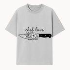 Chef Love Floral Knife Design - Kitchen Decor, Culinary Gift, Chef Gift Ideas, Hand Lettered Art, Cooking Enthusiast Gift - T-shirt 1758181729540.jpg