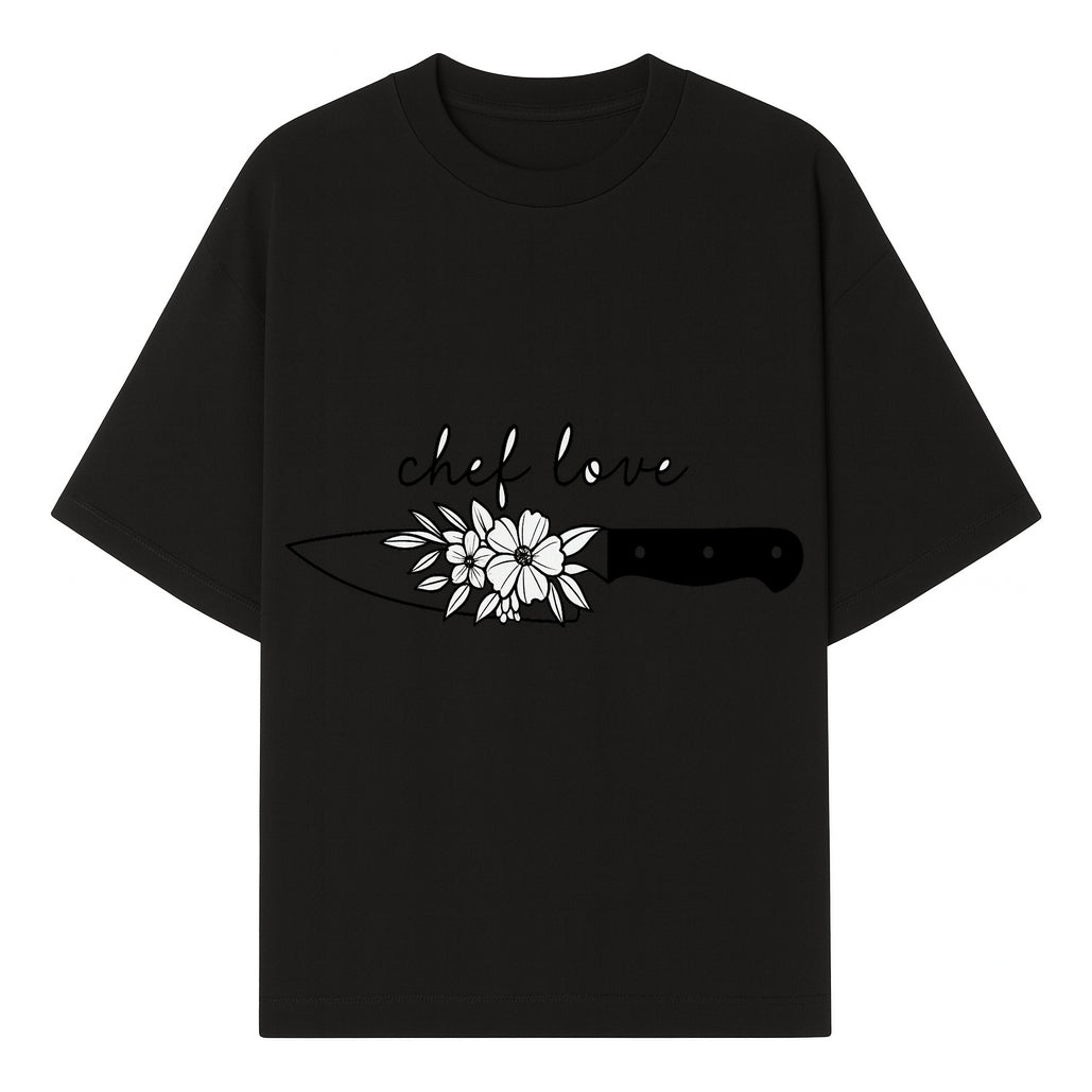 Chef Love Floral Knife Design - Kitchen Decor, Culinary Gift, Chef Gift Ideas, Hand Lettered Art, Cooking Enthusiast Gift - T-shirt 1758181729666.jpg