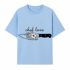 Chef Love Floral Knife Design - Kitchen Decor, Culinary Gift, Chef Gift Ideas, Hand Lettered Art, Cooking Enthusiast Gift - T-shirt 1758181730290.jpg