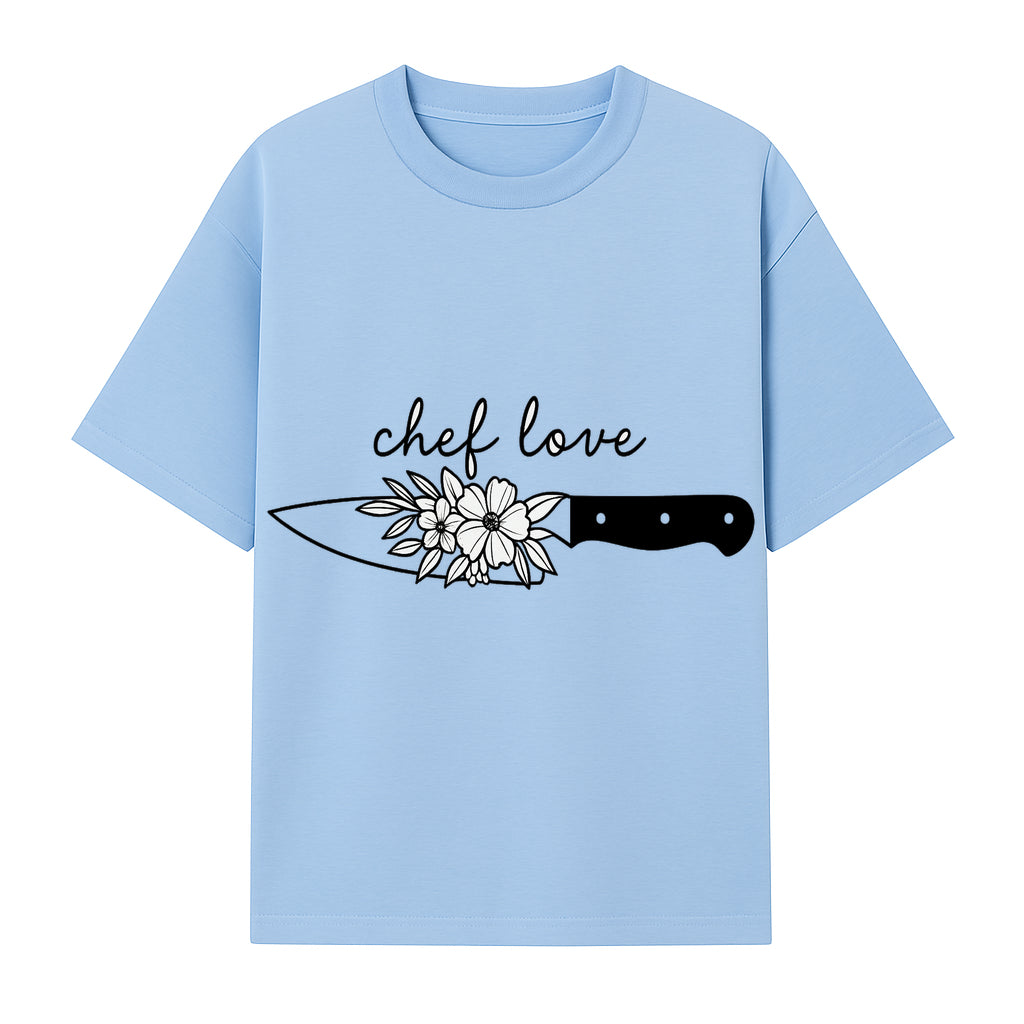Chef Love Floral Knife Design - Kitchen Decor, Culinary Gift, Chef Gift Ideas, Hand Lettered Art, Cooking Enthusiast Gift - T-shirt 1758181730290.jpg