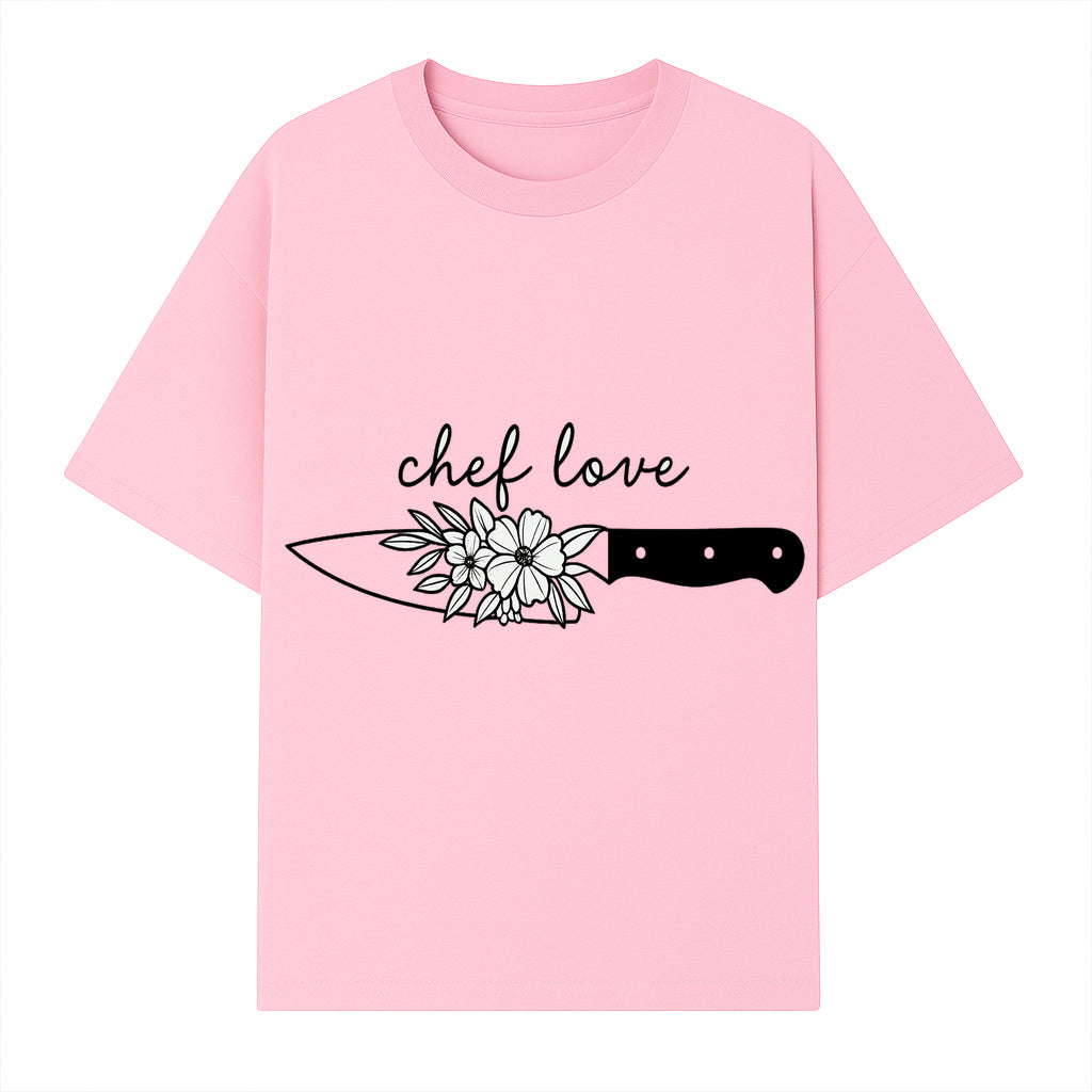 Chef Love Floral Knife Design - Kitchen Decor, Culinary Gift, Chef Gift Ideas, Hand Lettered Art, Cooking Enthusiast Gift - T-shirt 1758181730436.jpg