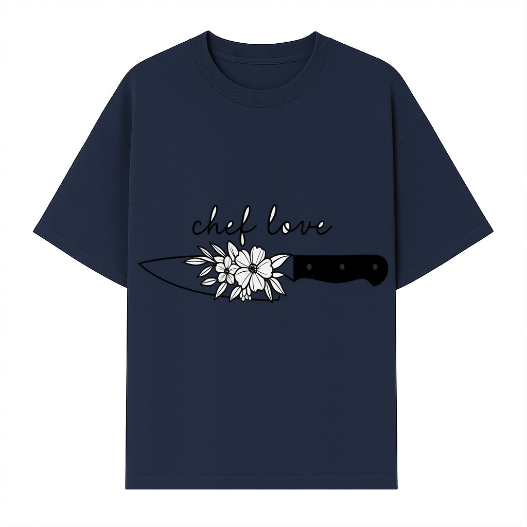 Chef Love Floral Knife Design - Kitchen Decor, Culinary Gift, Chef Gift Ideas, Hand Lettered Art, Cooking Enthusiast Gift - T-shirt 1758181730753.jpg