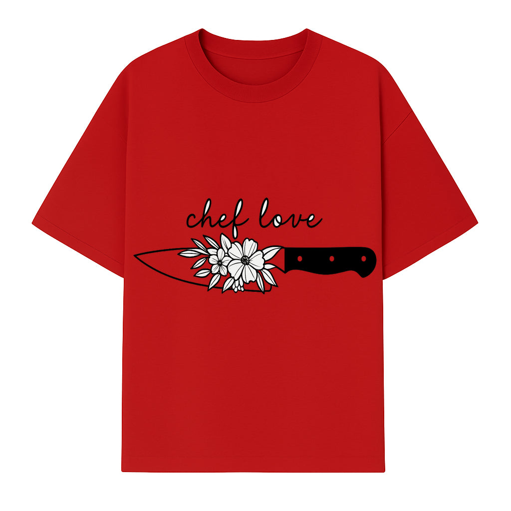 Chef Love Floral Knife Design - Kitchen Decor, Culinary Gift, Chef Gift Ideas, Hand Lettered Art, Cooking Enthusiast Gift - T-shirt 1758181730887.jpg