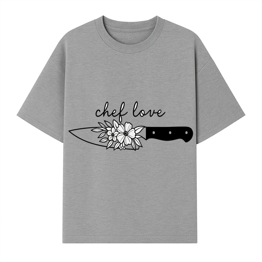 Chef Love Floral Knife Design - Kitchen Decor, Culinary Gift, Chef Gift Ideas, Hand Lettered Art, Cooking Enthusiast Gift - T-shirt 1758181731021.jpg