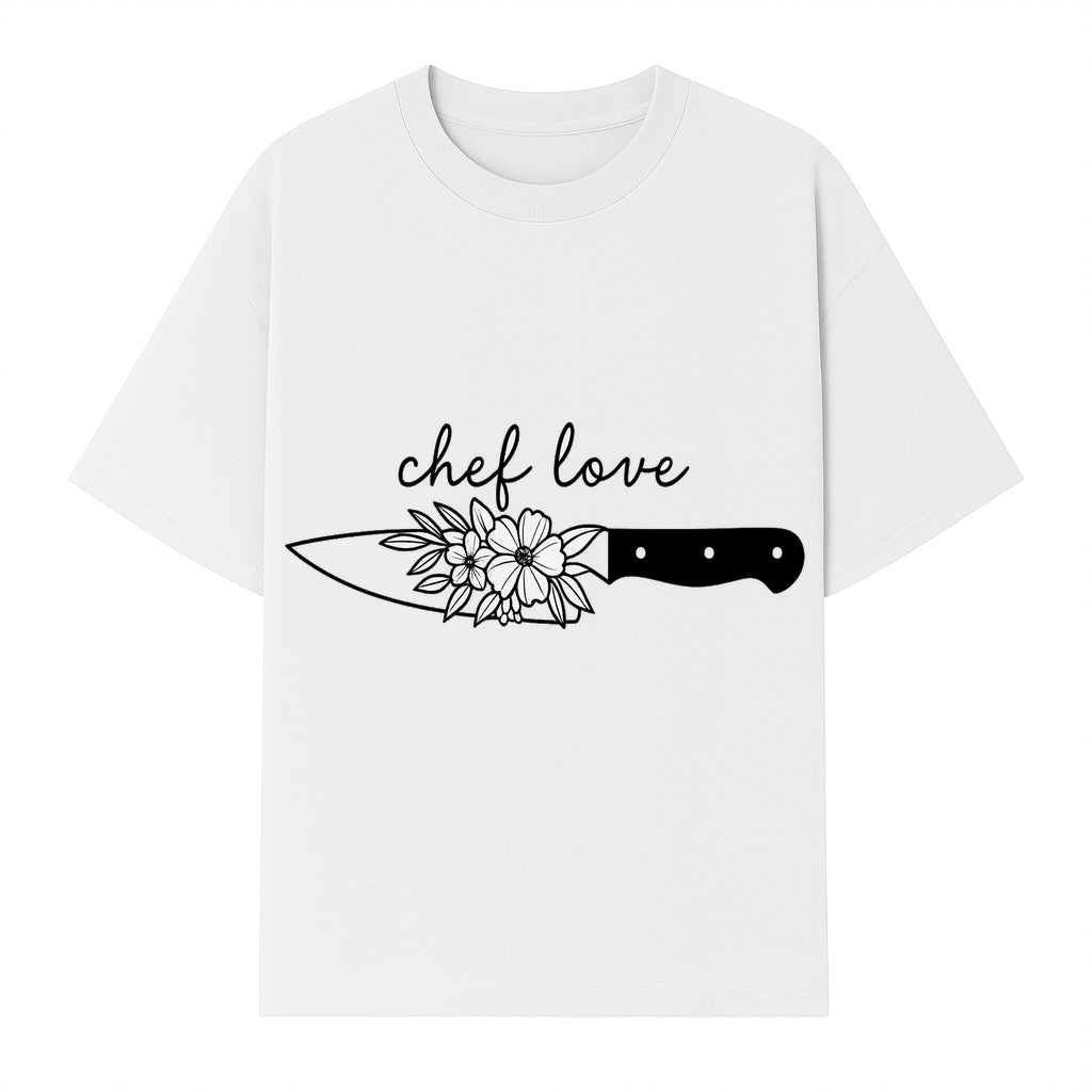 Chef Love Floral Knife Design - Kitchen Decor, Culinary Gift, Chef Gift Ideas, Hand Lettered Art, Cooking Enthusiast Gift - T-shirt 1758181731194.jpg