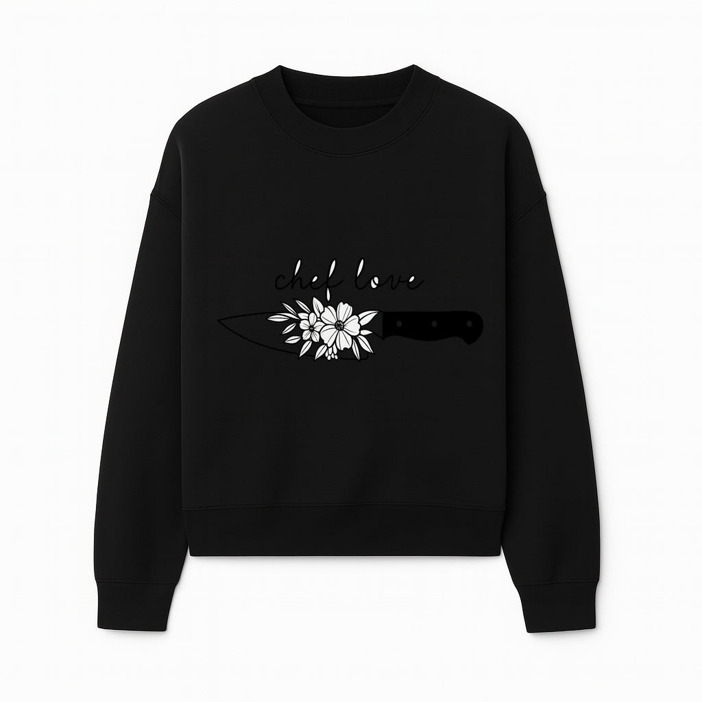 Chef Love Floral Knife Design - Kitchen Decor, Culinary Gift, Chef Gift Ideas, Hand Lettered Art, Cooking Enthusiast Gift - Sweatshirt 1758181732888.jpg