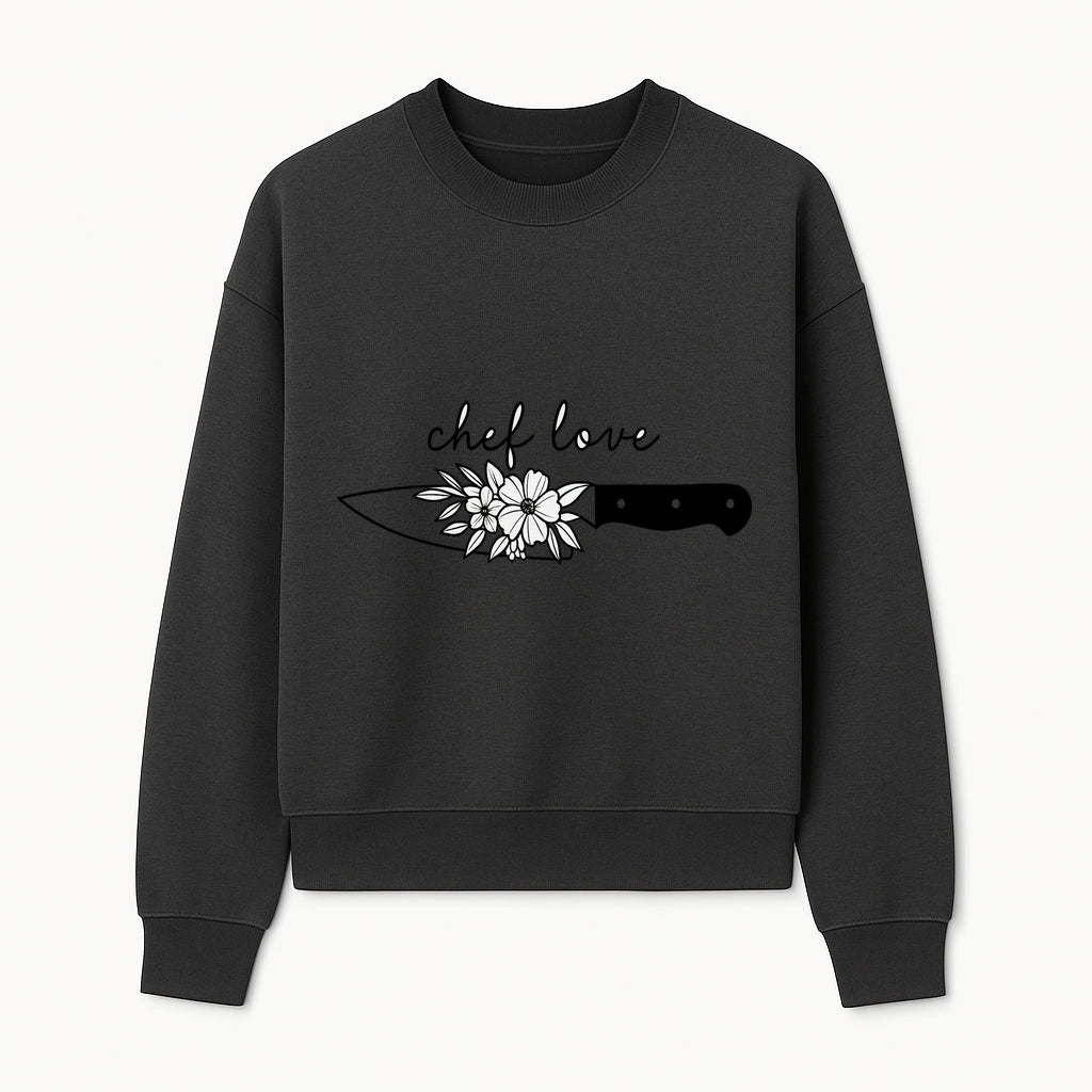 Chef Love Floral Knife Design - Kitchen Decor, Culinary Gift, Chef Gift Ideas, Hand Lettered Art, Cooking Enthusiast Gift - Sweatshirt 1758181733007.jpg
