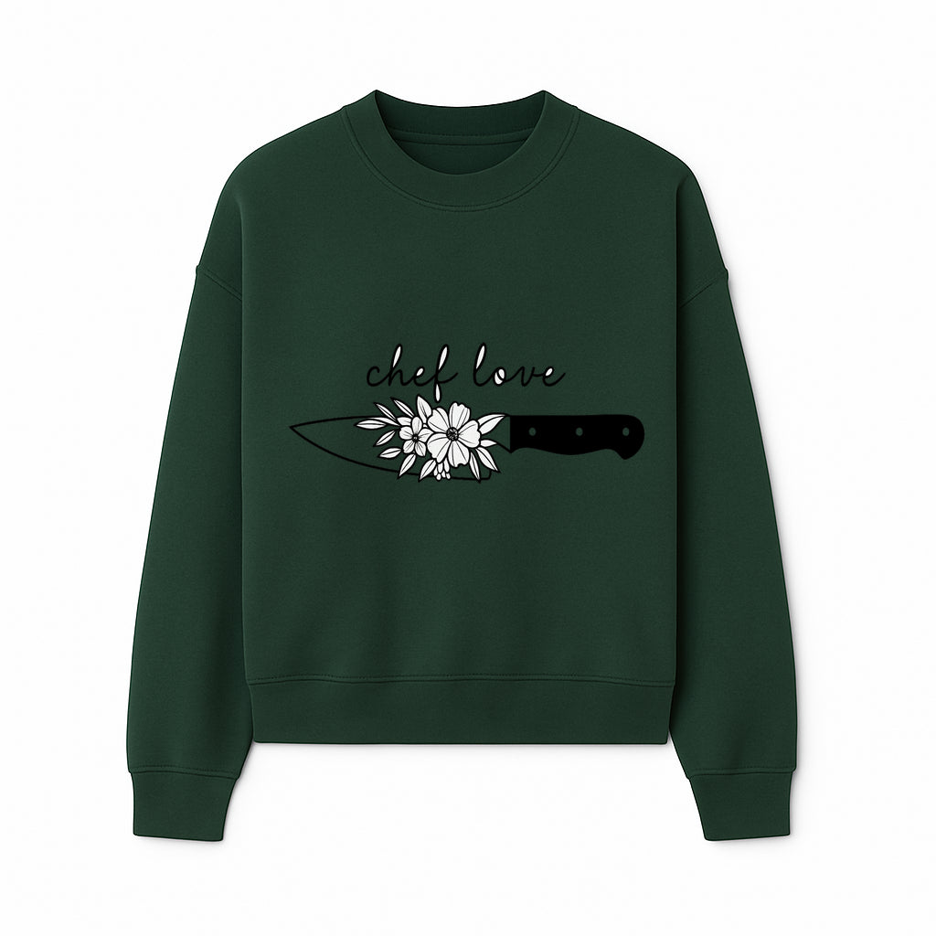 Chef Love Floral Knife Design - Kitchen Decor, Culinary Gift, Chef Gift Ideas, Hand Lettered Art, Cooking Enthusiast Gift - Sweatshirt 1758181733174.jpg
