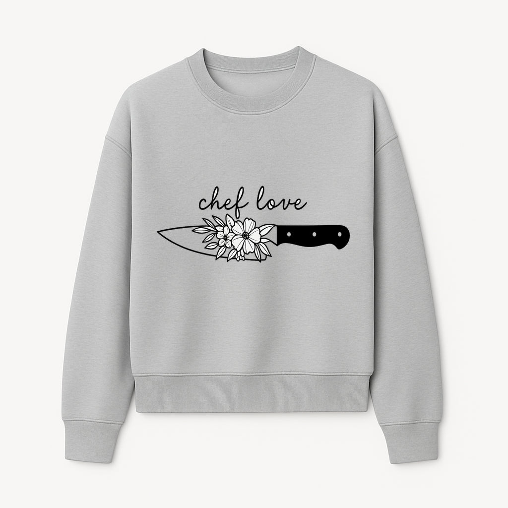 Chef Love Floral Knife Design - Kitchen Decor, Culinary Gift, Chef Gift Ideas, Hand Lettered Art, Cooking Enthusiast Gift - Sweatshirt 1758181733337.jpg