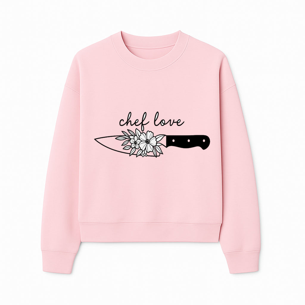Chef Love Floral Knife Design - Kitchen Decor, Culinary Gift, Chef Gift Ideas, Hand Lettered Art, Cooking Enthusiast Gift - Sweatshirt 1758181733621.jpg