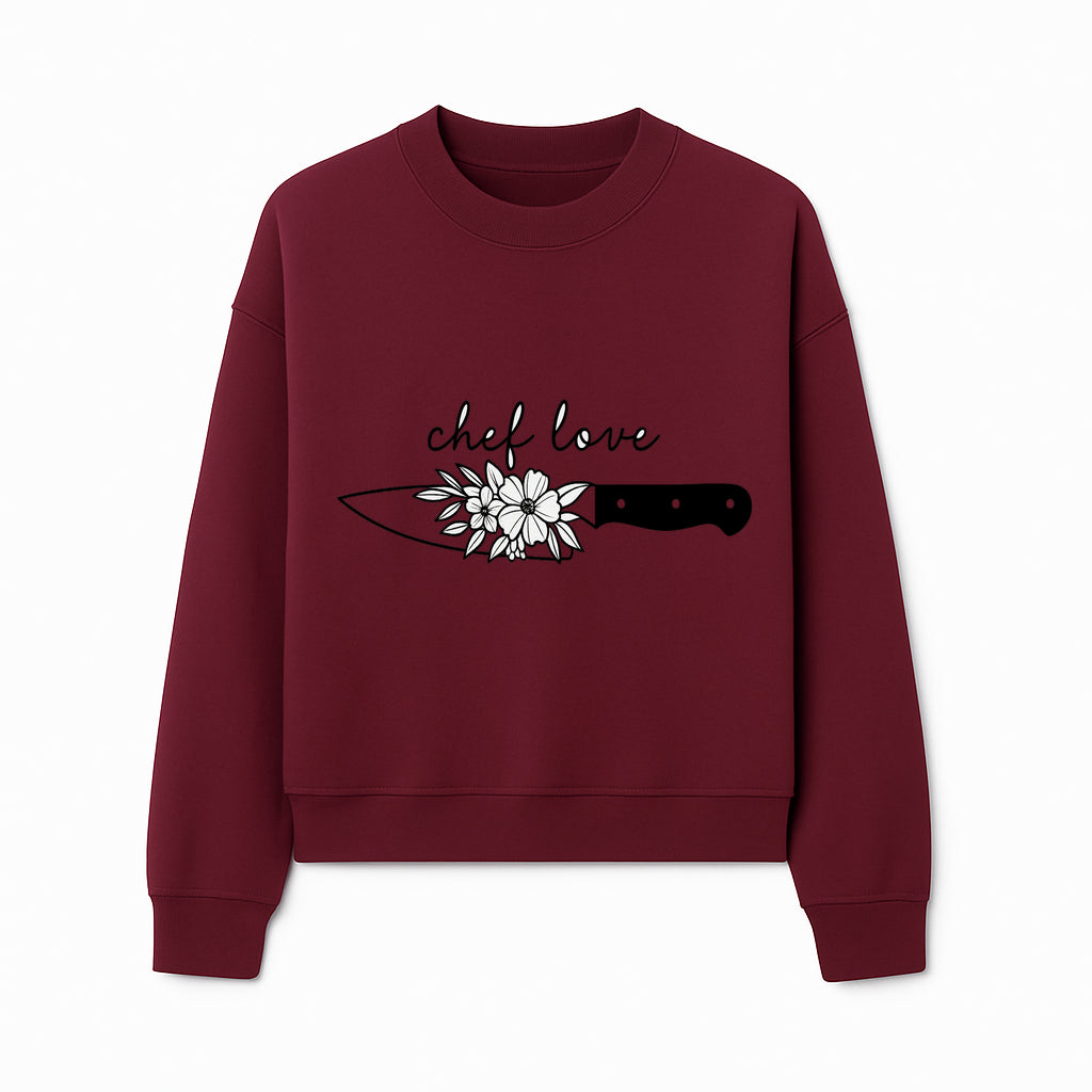 Chef Love Floral Knife Design - Kitchen Decor, Culinary Gift, Chef Gift Ideas, Hand Lettered Art, Cooking Enthusiast Gift - Sweatshirt 1758181733771.jpg