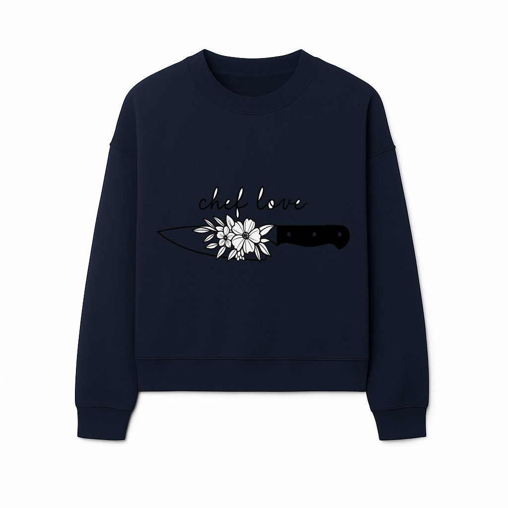 Chef Love Floral Knife Design - Kitchen Decor, Culinary Gift, Chef Gift Ideas, Hand Lettered Art, Cooking Enthusiast Gift - Sweatshirt 1758181733901.jpg