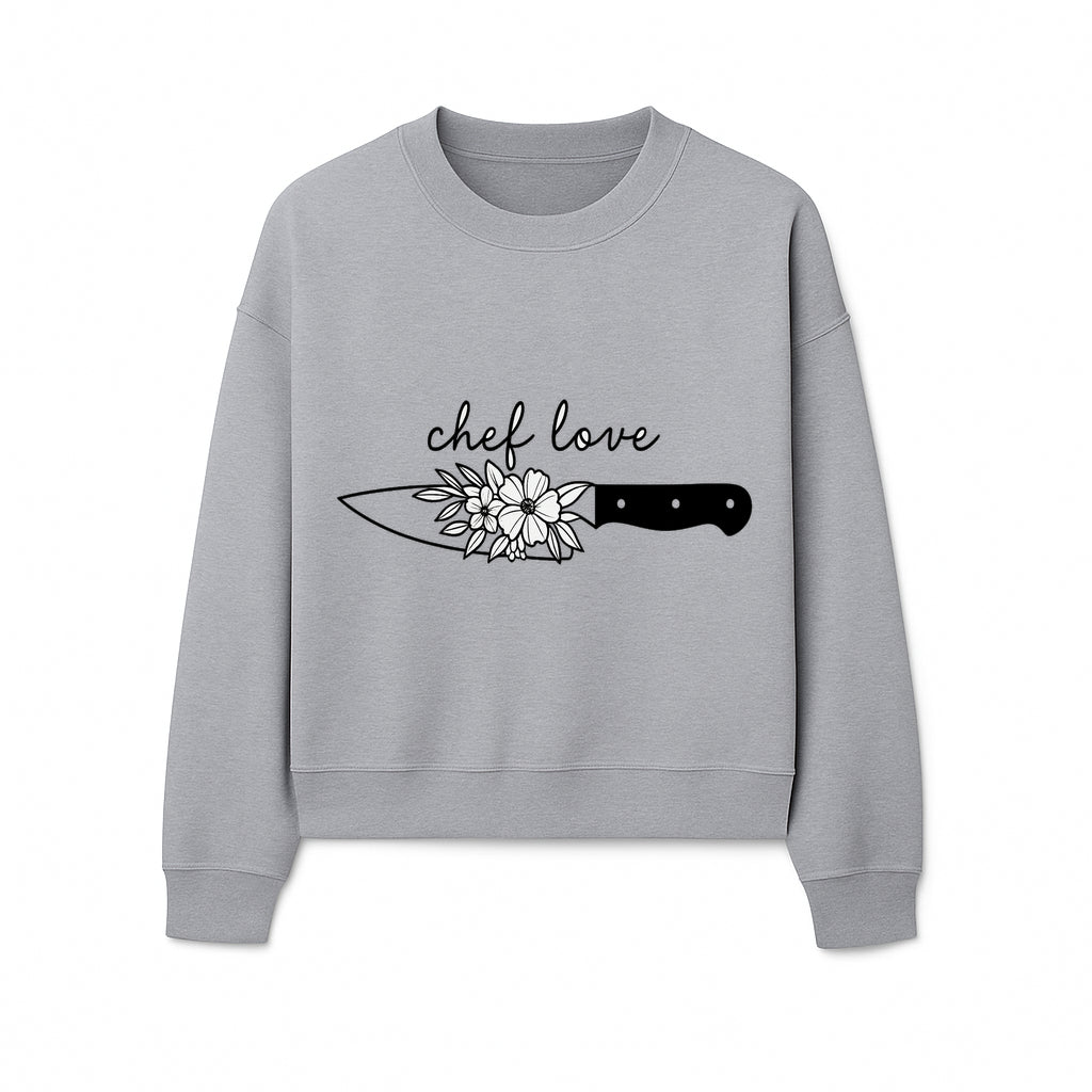 Chef Love Floral Knife Design - Kitchen Decor, Culinary Gift, Chef Gift Ideas, Hand Lettered Art, Cooking Enthusiast Gift - Sweatshirt 1758181734186.jpg