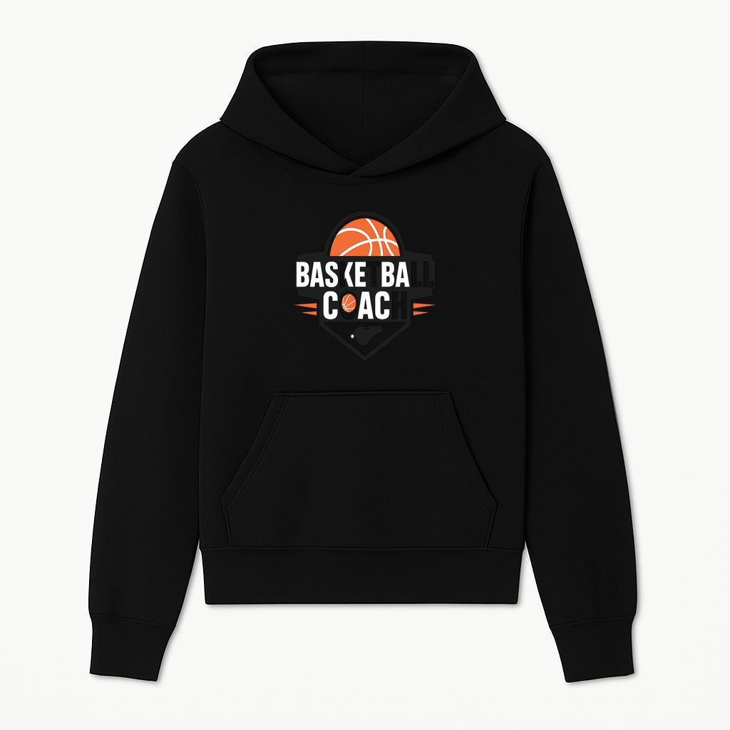 Basketball Coach Logo Design | Sports Coaching Emblem | Orange & Black Graphic for Coaches & Teams - Hoodie 1758186535517.jpg