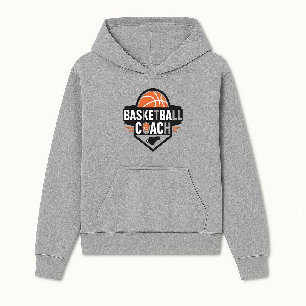 Basketball Coach Logo Design | Sports Coaching Emblem | Orange & Black Graphic for Coaches & Teams - Hoodie 1758186535924.jpg