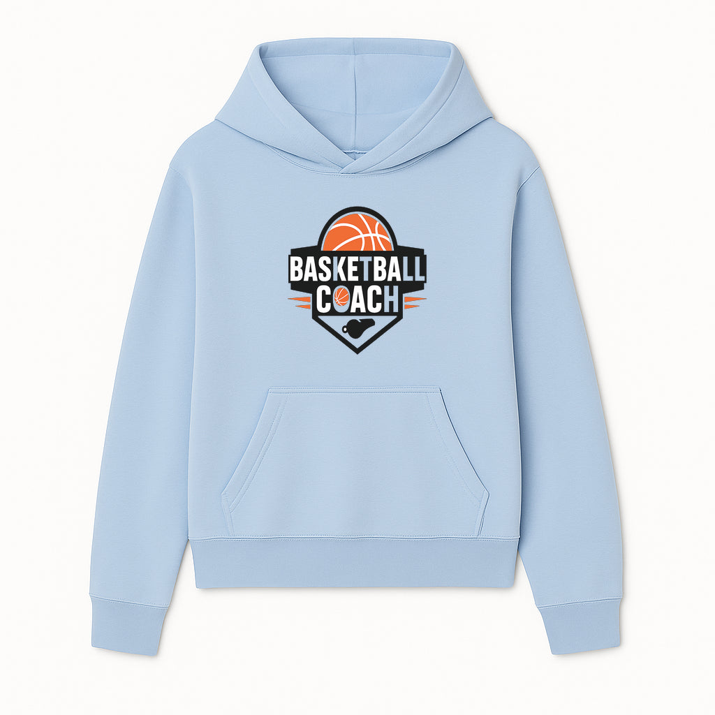 Basketball Coach Logo Design | Sports Coaching Emblem | Orange & Black Graphic for Coaches & Teams - Hoodie 1758186536080.jpg