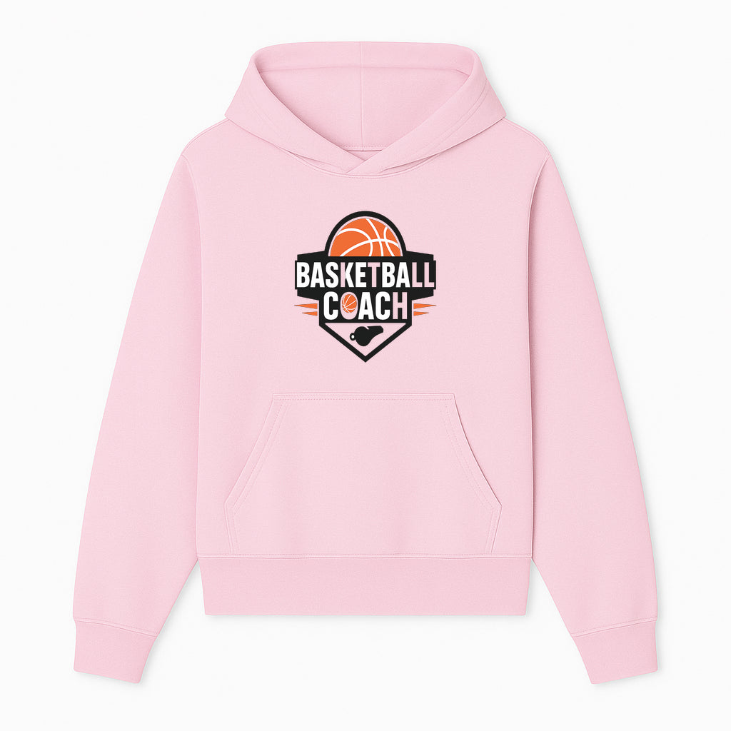 Basketball Coach Logo Design | Sports Coaching Emblem | Orange & Black Graphic for Coaches & Teams - Hoodie 1758186536229.jpg