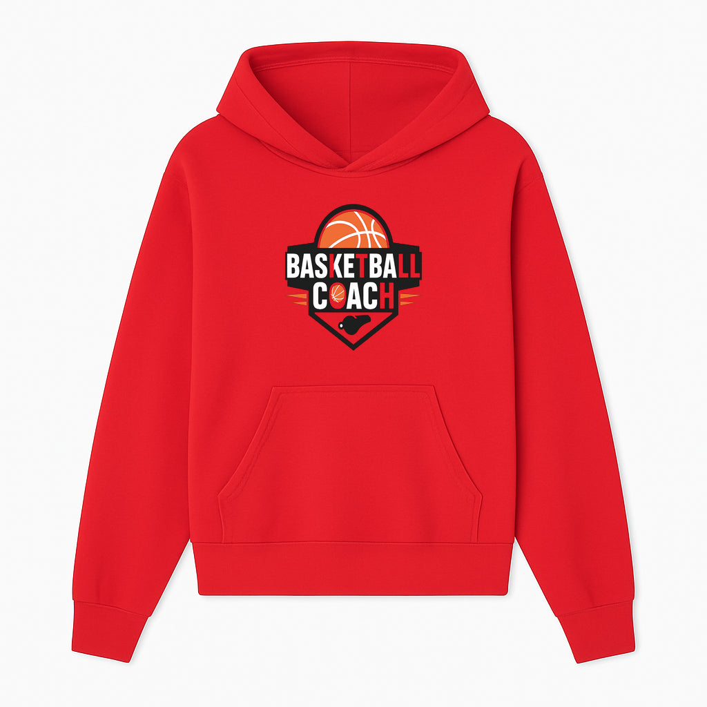 Basketball Coach Logo Design | Sports Coaching Emblem | Orange & Black Graphic for Coaches & Teams - Hoodie 1758186536602.jpg