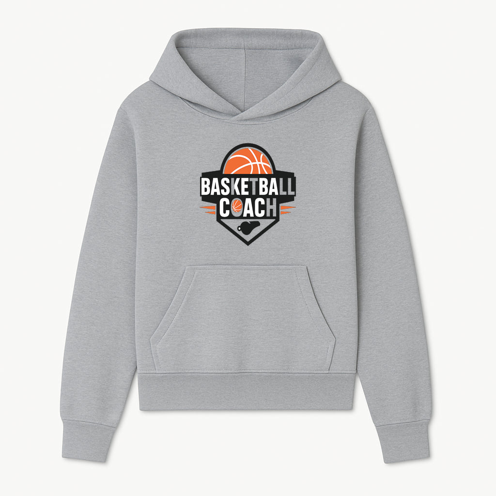 Basketball Coach Logo Design | Sports Coaching Emblem | Orange & Black Graphic for Coaches & Teams - Hoodie 1758186536739.jpg