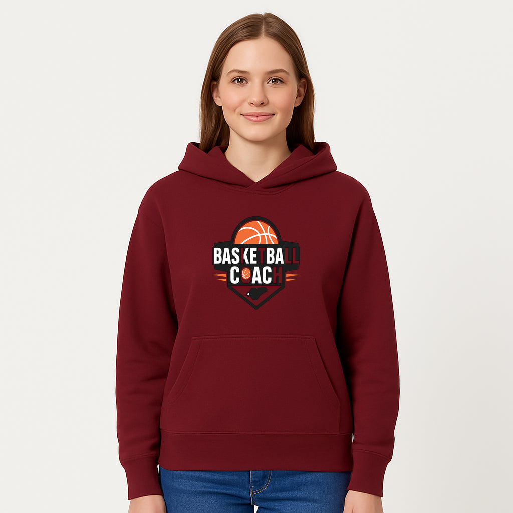 Basketball Coach Logo Design | Sports Coaching Emblem | Orange & Black Graphic for Coaches & Teams - Hoodie 1758186538159.jpg