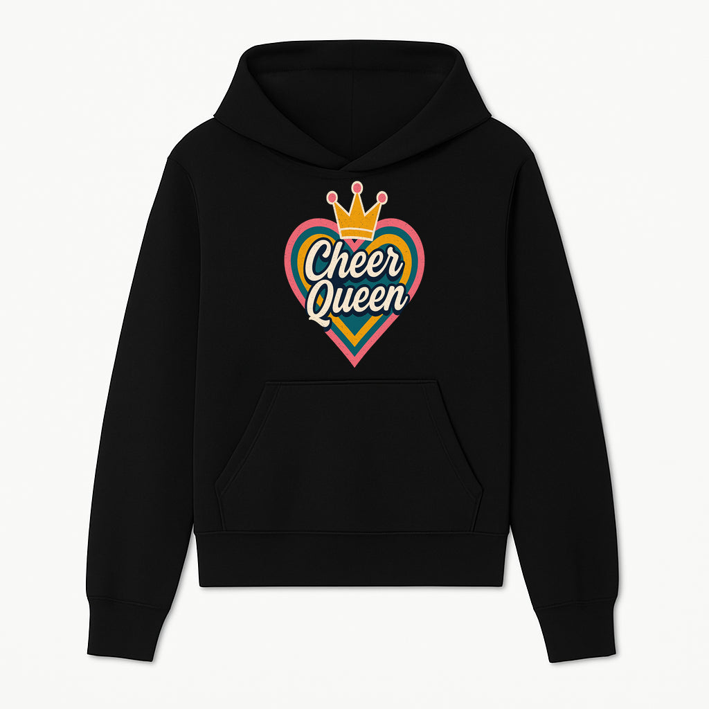 Cheer Queen Vintage Heart Design T-Shirt, Fun Cheerleading Apparel for Cheerleaders and Fans, Colorful Graphic Tee - Hoodie 1758186538634.jpg