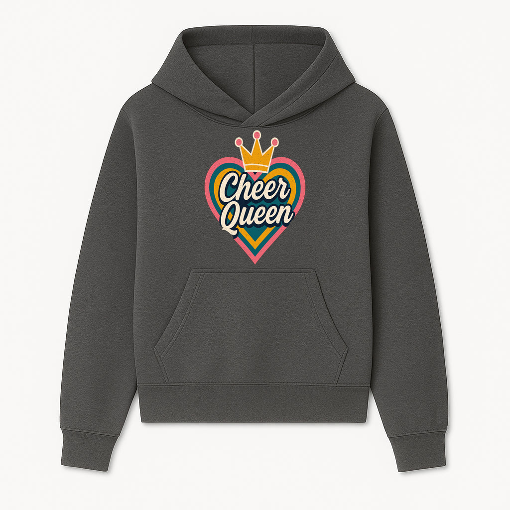 Cheer Queen Vintage Heart Design T-Shirt, Fun Cheerleading Apparel for Cheerleaders and Fans, Colorful Graphic Tee - Hoodie 1758186538761.jpg