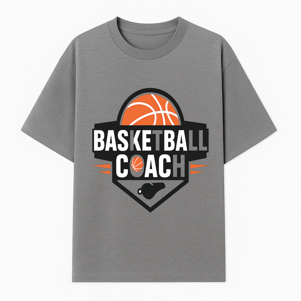 Basketball Coach Logo Design | Sports Coaching Emblem | Orange & Black Graphic for Coaches & Teams - T-shirt 1758186538915.jpg