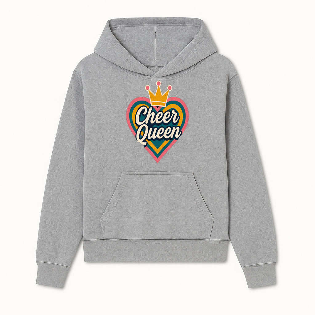 Cheer Queen Vintage Heart Design T-Shirt, Fun Cheerleading Apparel for Cheerleaders and Fans, Colorful Graphic Tee - Hoodie 1758186539057.jpg
