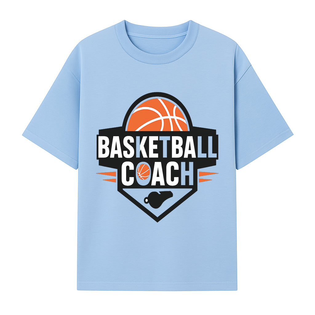 Basketball Coach Logo Design | Sports Coaching Emblem | Orange & Black Graphic for Coaches & Teams - T-shirt 1758186539073.jpg