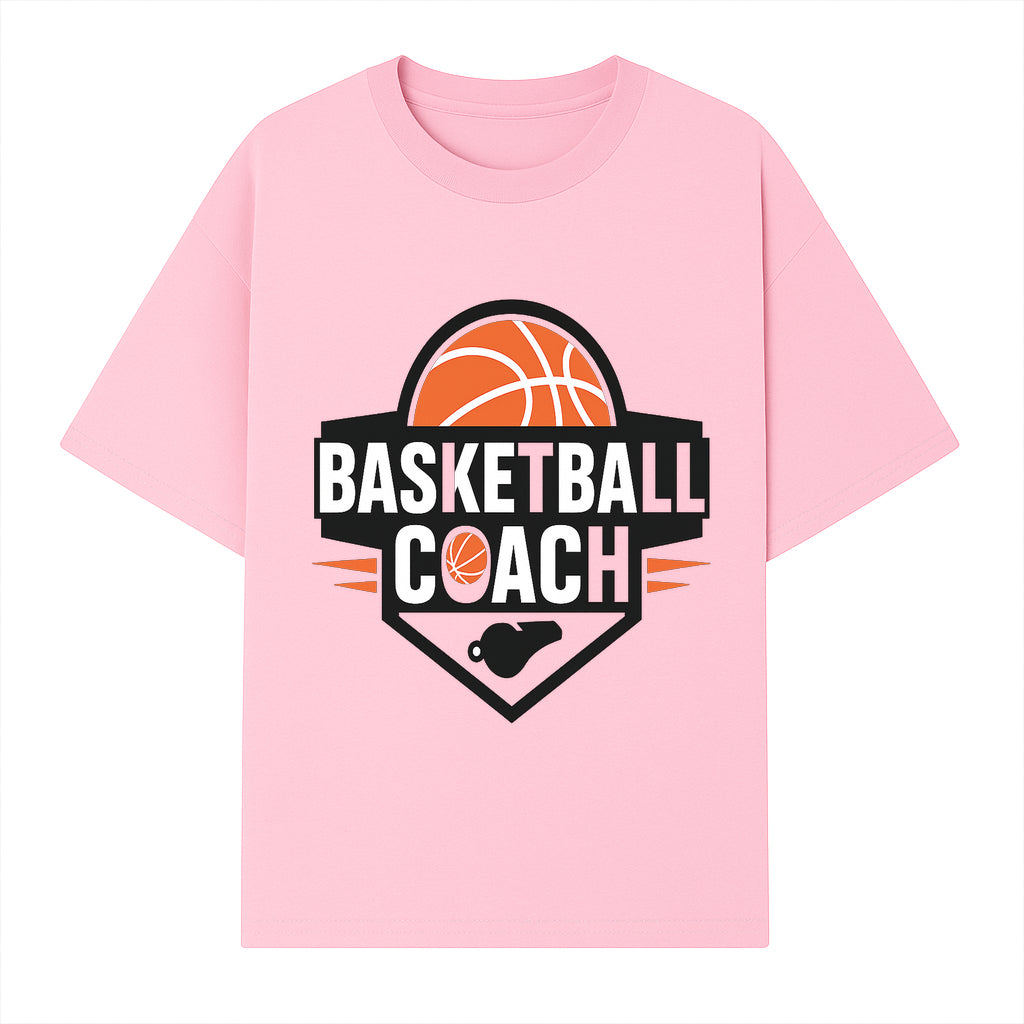 Basketball Coach Logo Design | Sports Coaching Emblem | Orange & Black Graphic for Coaches & Teams - T-shirt 1758186539222.jpg