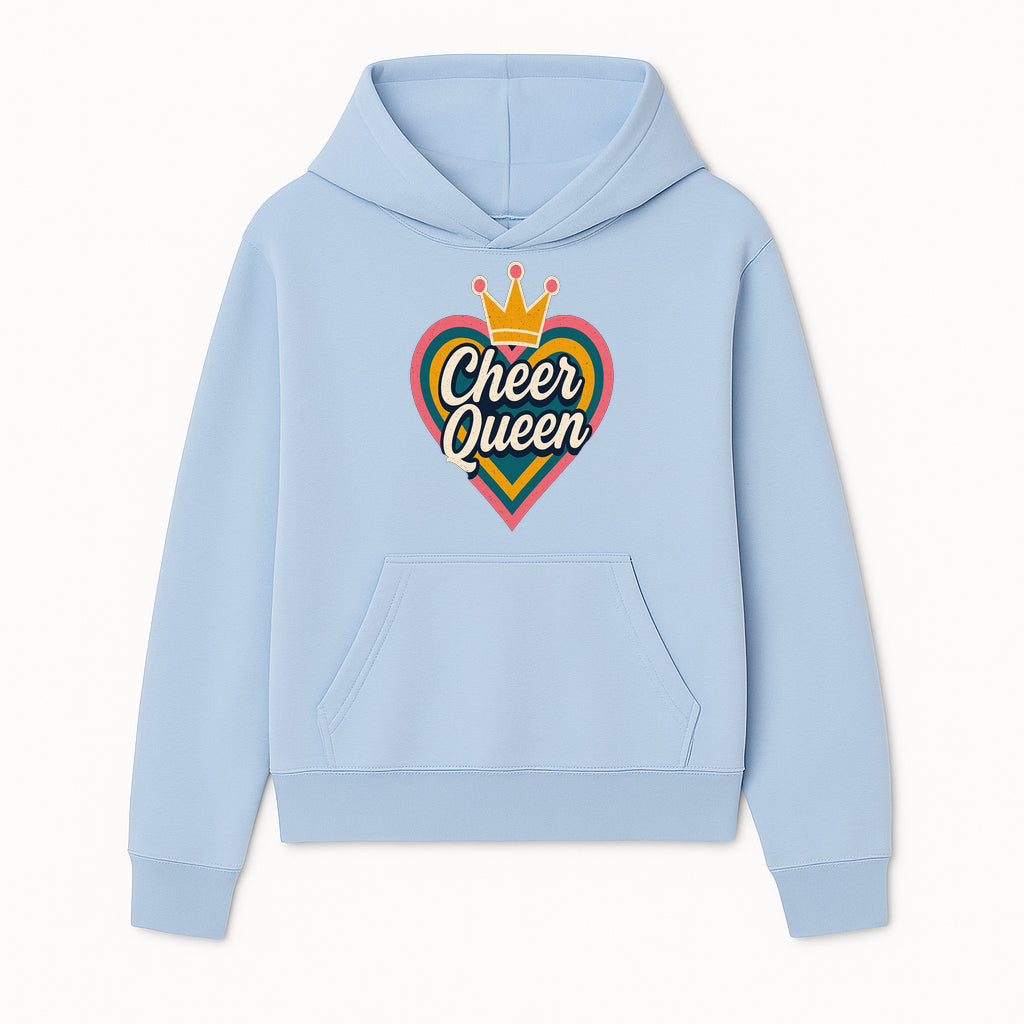 Cheer Queen Vintage Heart Design T-Shirt, Fun Cheerleading Apparel for Cheerleaders and Fans, Colorful Graphic Tee - Hoodie 1758186539226.jpg