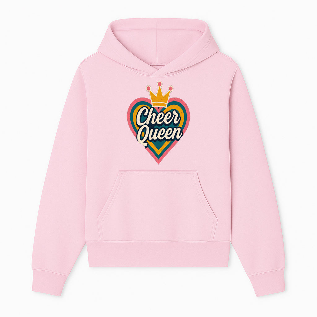 Cheer Queen Vintage Heart Design T-Shirt, Fun Cheerleading Apparel for Cheerleaders and Fans, Colorful Graphic Tee - Hoodie 1758186539348.jpg