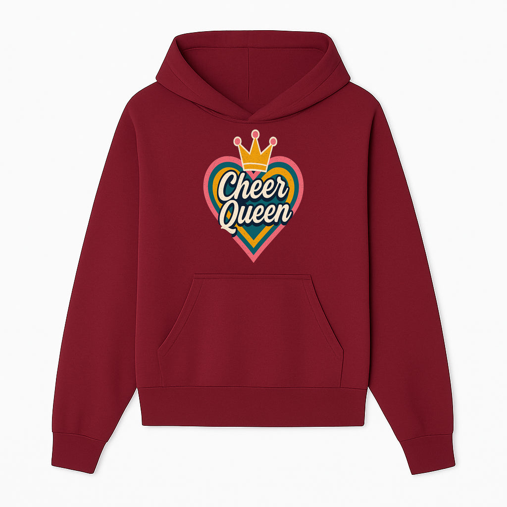 Cheer Queen Vintage Heart Design T-Shirt, Fun Cheerleading Apparel for Cheerleaders and Fans, Colorful Graphic Tee - Hoodie 1758186539467.jpg