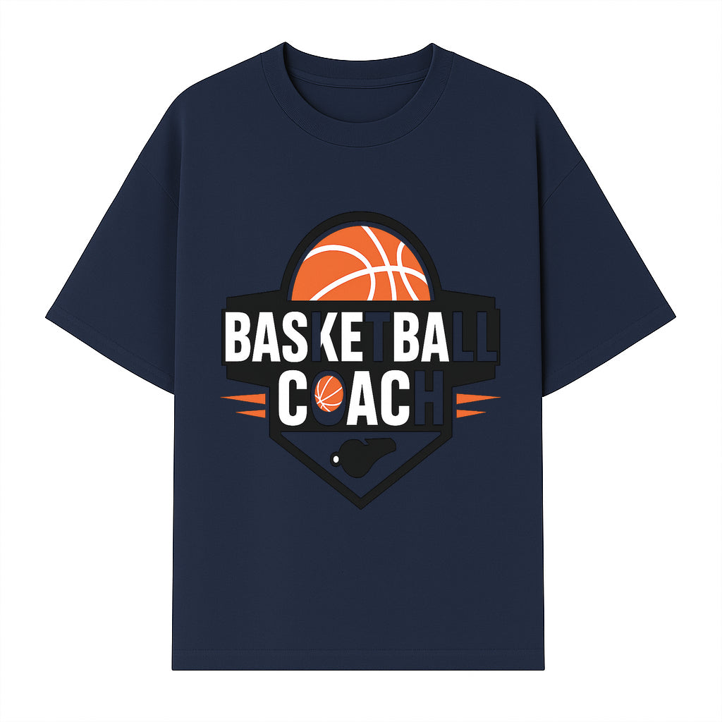Basketball Coach Logo Design | Sports Coaching Emblem | Orange & Black Graphic for Coaches & Teams - T-shirt 1758186539522.jpg