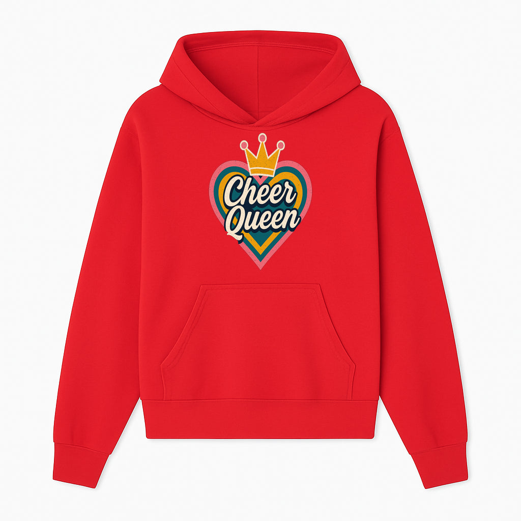 Cheer Queen Vintage Heart Design T-Shirt, Fun Cheerleading Apparel for Cheerleaders and Fans, Colorful Graphic Tee - Hoodie 1758186539785.jpg