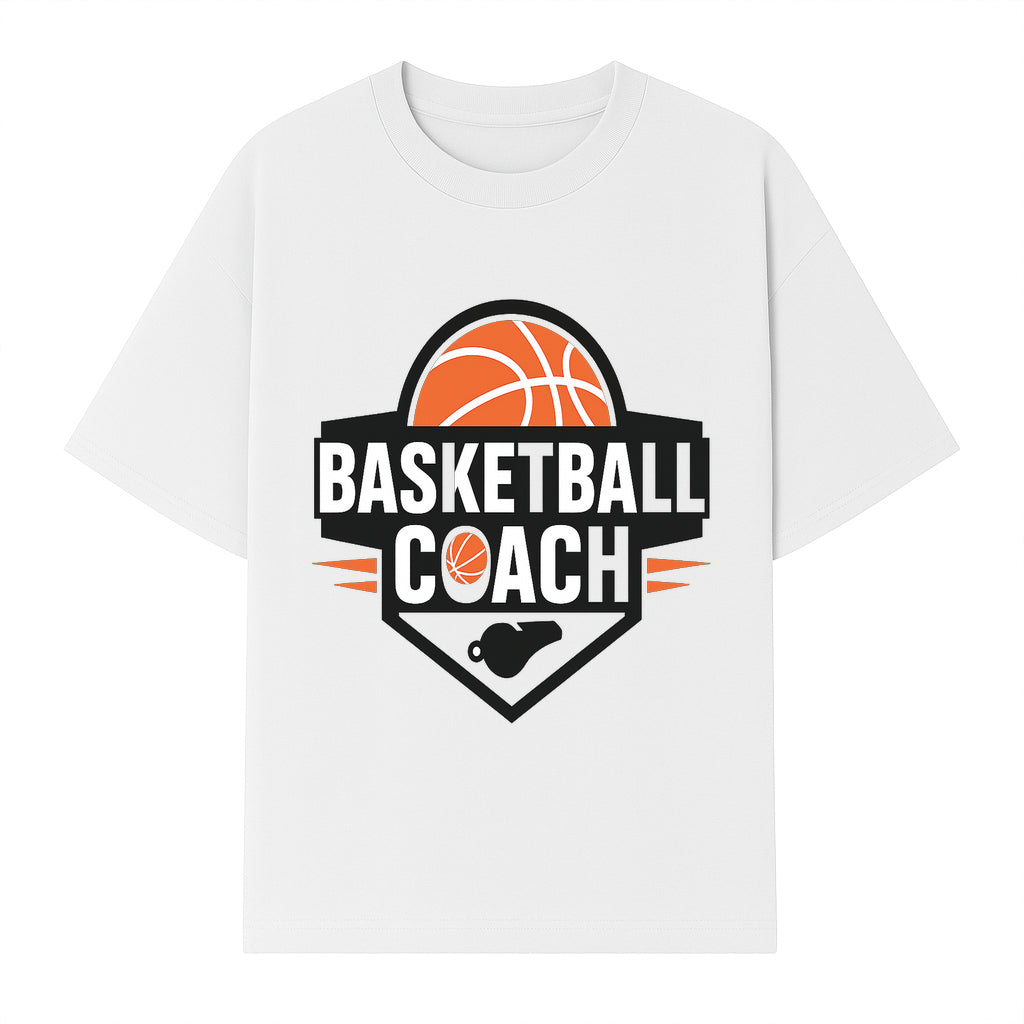 Basketball Coach Logo Design | Sports Coaching Emblem | Orange & Black Graphic for Coaches & Teams - T-shirt 1758186539990.jpg