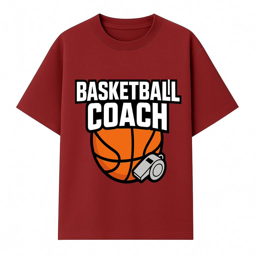 Basketball Coach Graphic Tee - Sports Coaching T-Shirt with Whistle and Ball Design for Coaches and Players - T-shirt 1758186540293.jpg