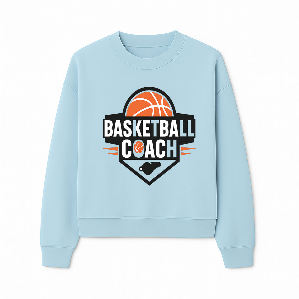 Basketball Coach Logo Design | Sports Coaching Emblem | Orange & Black Graphic for Coaches & Teams - Sweatshirt 1758186542139.jpg