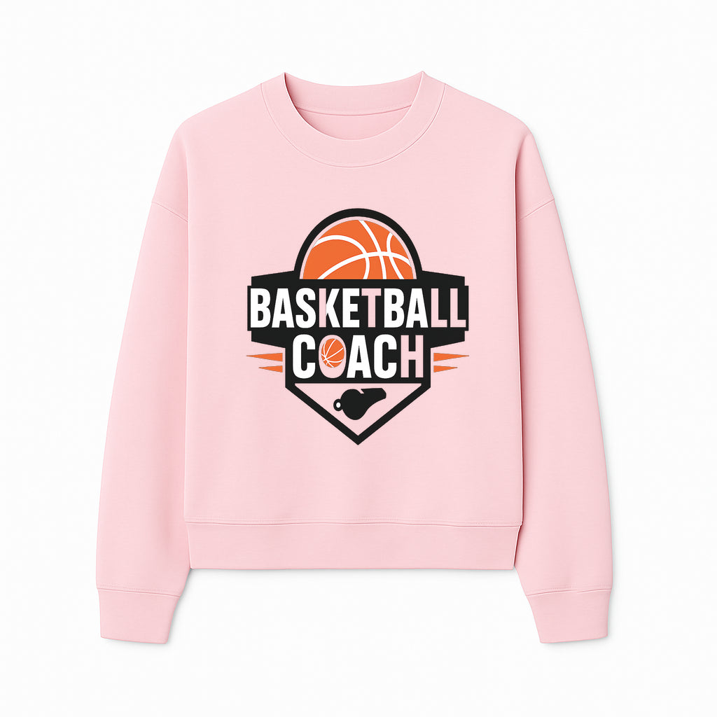 Basketball Coach Logo Design | Sports Coaching Emblem | Orange & Black Graphic for Coaches & Teams - Sweatshirt 1758186542293.jpg
