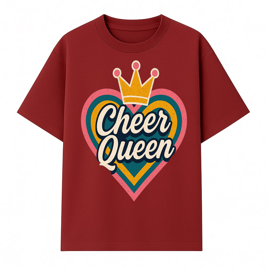 Cheer Queen Vintage Heart Design T-Shirt, Fun Cheerleading Apparel for Cheerleaders and Fans, Colorful Graphic Tee - T-shirt 1758186542455.jpg