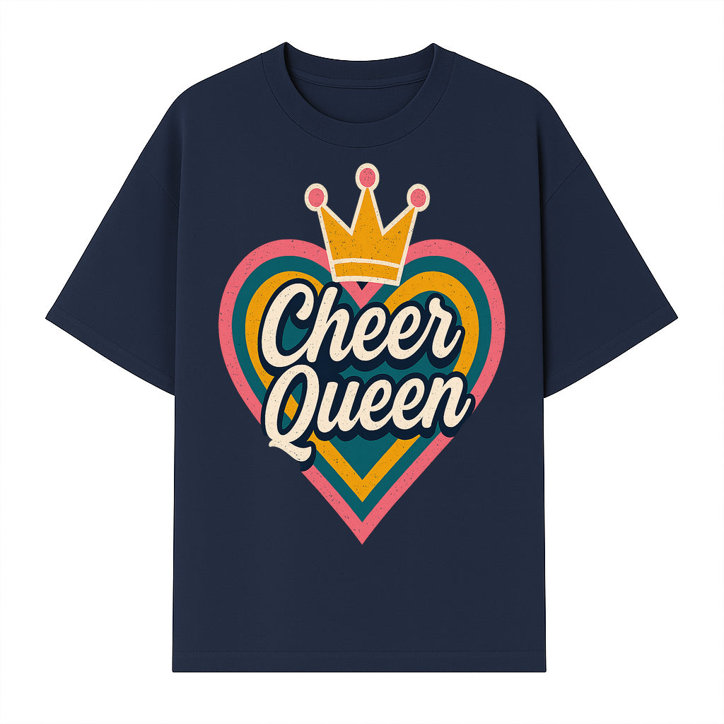 Cheer Queen Vintage Heart Design T-Shirt, Fun Cheerleading Apparel for Cheerleaders and Fans, Colorful Graphic Tee - T-shirt 1758186542572.jpg