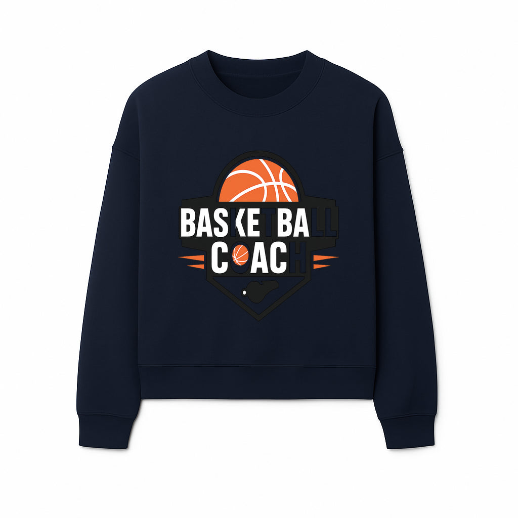 Basketball Coach Logo Design | Sports Coaching Emblem | Orange & Black Graphic for Coaches & Teams - Sweatshirt 1758186542575.jpg