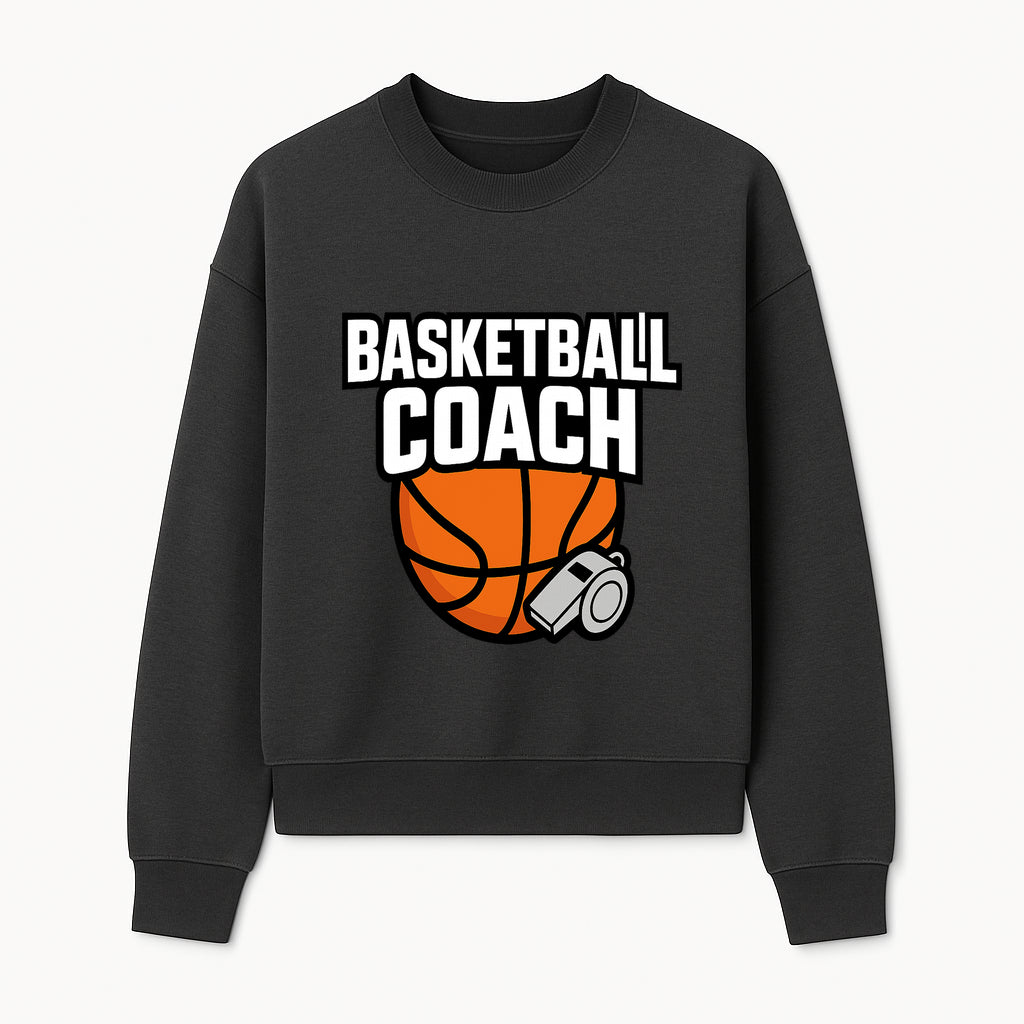 Basketball Coach Graphic Tee - Sports Coaching T-Shirt with Whistle and Ball Design for Coaches and Players - Sweatshirt 1758186542600.jpg