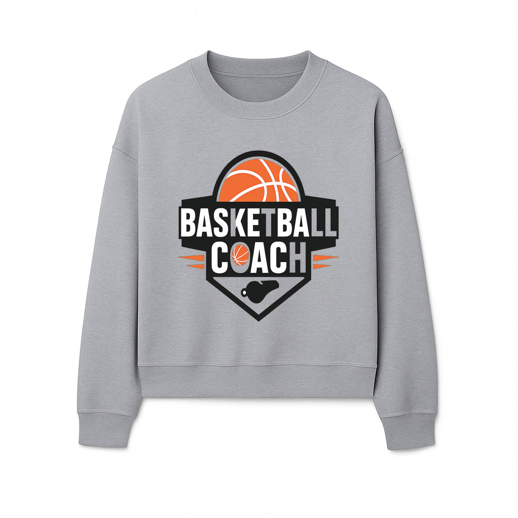 Basketball Coach Logo Design | Sports Coaching Emblem | Orange & Black Graphic for Coaches & Teams - Sweatshirt 1758186542854.jpg