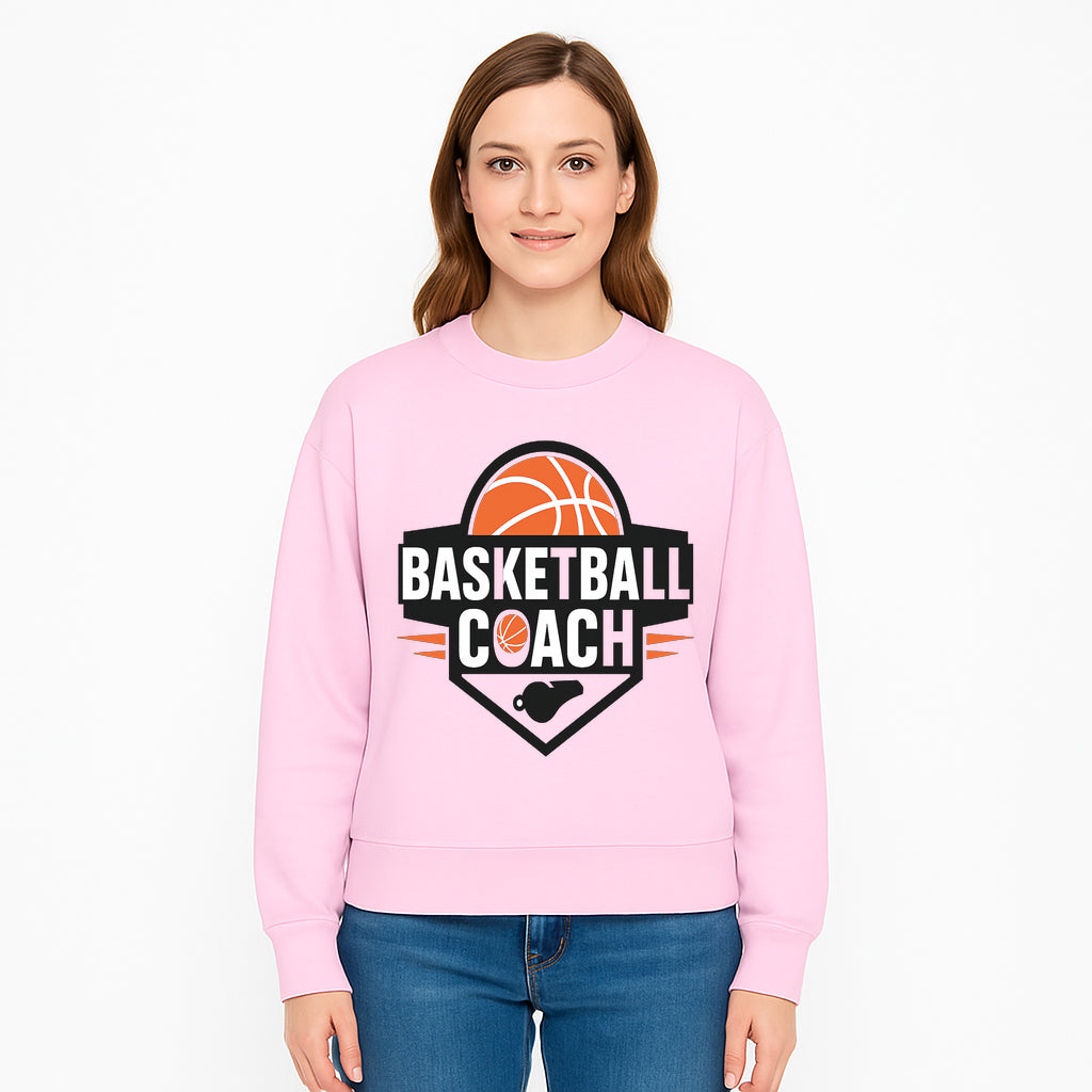 Basketball Coach Logo Design | Sports Coaching Emblem | Orange & Black Graphic for Coaches & Teams - Sweatshirt 1758186544320.jpg